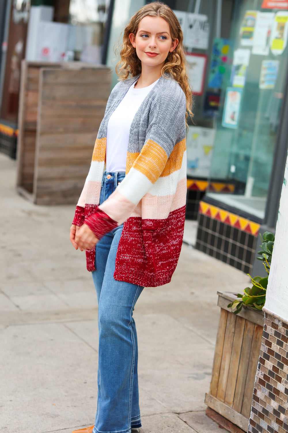 Fall For You Color Block Cardigan