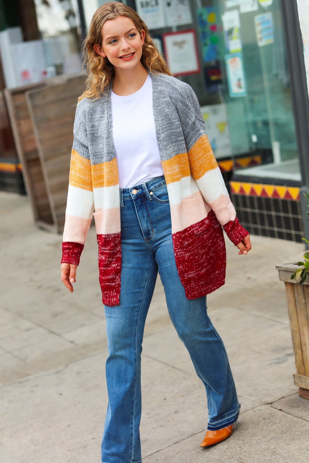 Fall For You Color Block Cardigan