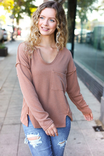 Eyes On You Long Sleeve Top - Camel