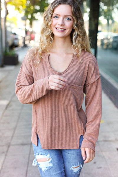 Eyes On You Long Sleeve Top - Camel