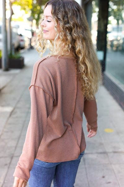 Eyes On You Long Sleeve Top - Camel