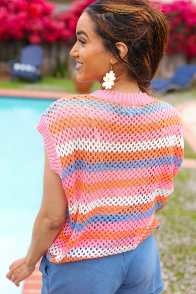 Pretty In Pink & Blue Sweater Top