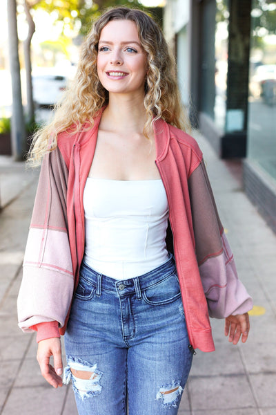 Boldly You Dolman Colorblock  Bomber Jacket - Camel