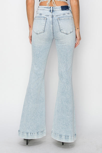 Risen Abigail High Rise Front Patch Pocket Flare Jeans