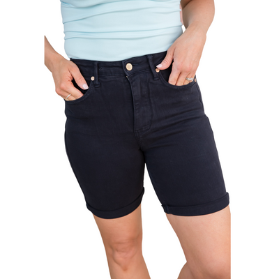 Judy Blue Fun in Navy Tummy Control Bermuda Shorts