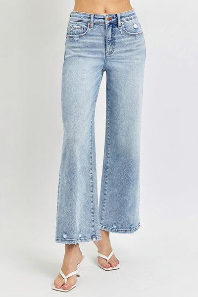 RISEN Katelynn Tummy Control High Rise Crop Wide Leg Jeans