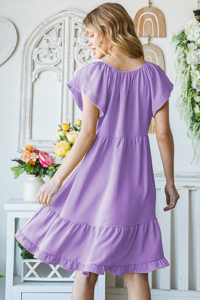 Fields of Lavender Ruffle Hem Dress