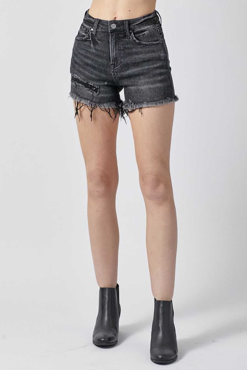 RISEN Whitney Raw Hem Denim Shorts with Pockets