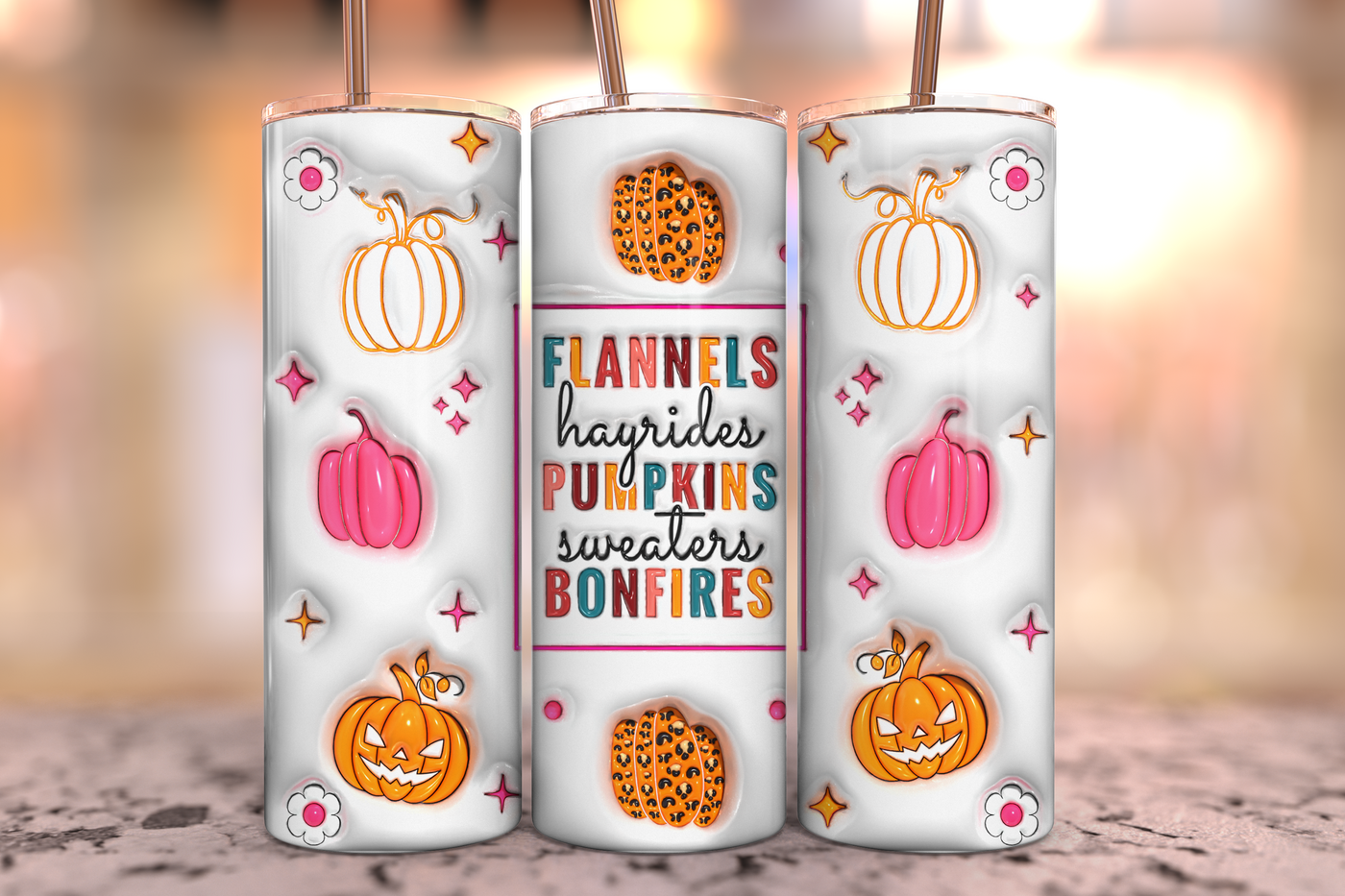 Pumpkins Bonfire & Hayrides Stainless Steel Tumbler