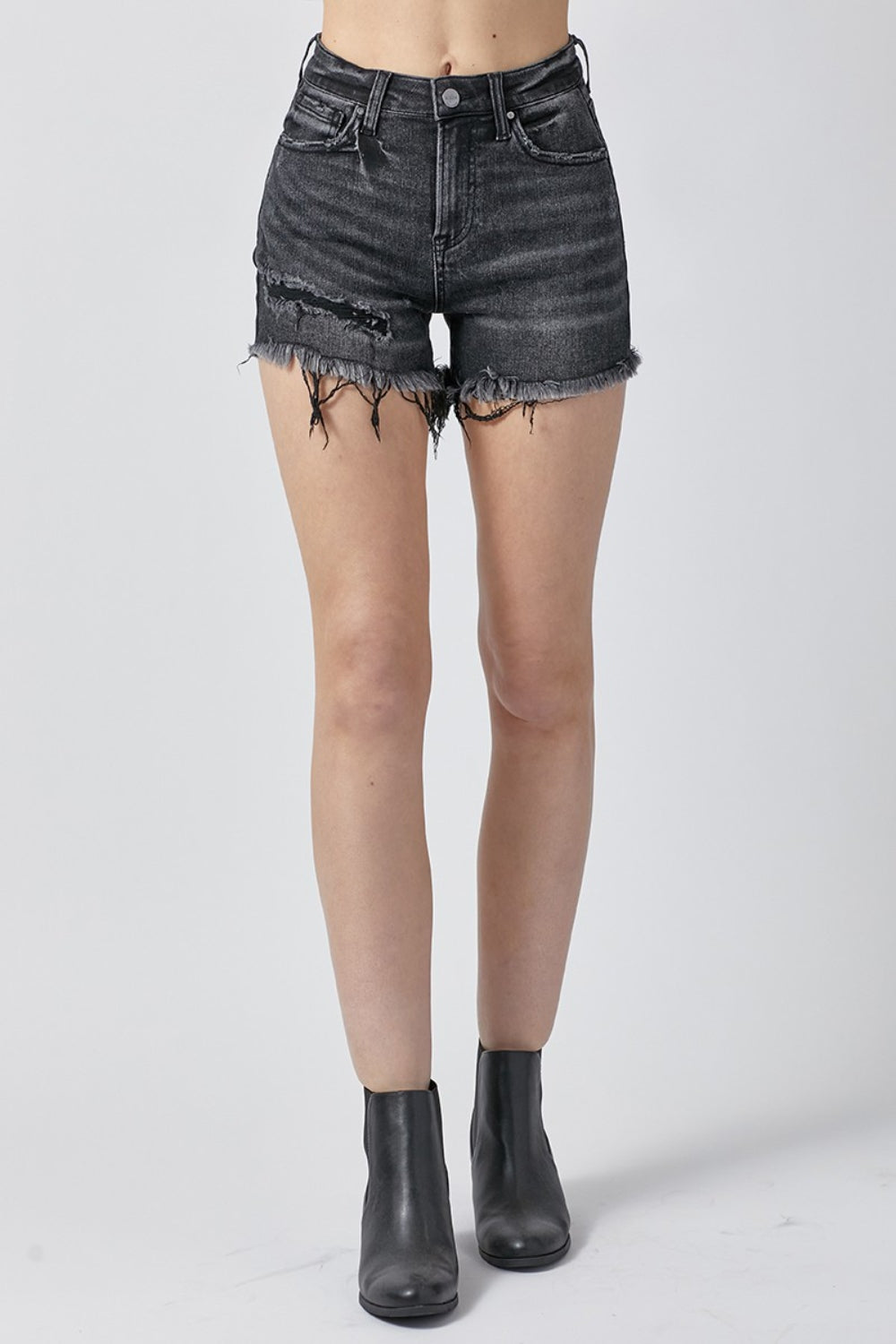 RISEN Whitney Raw Hem Denim Shorts with Pockets