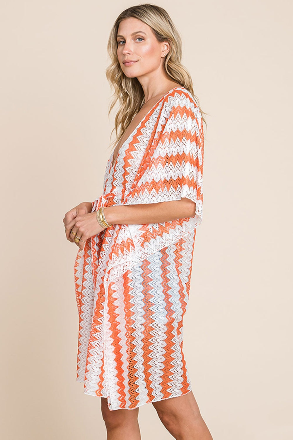 Crochet Lace Cover Up Dress/Top in Orange