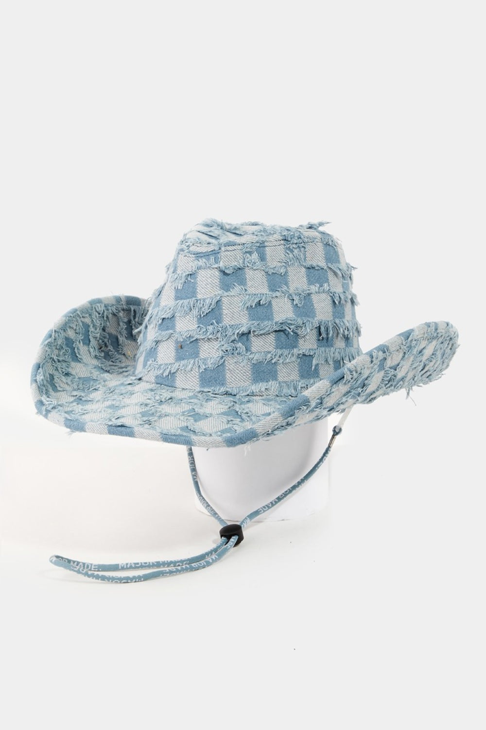 Checkered Fringe Denim Cowboy Hat *2 colors*
