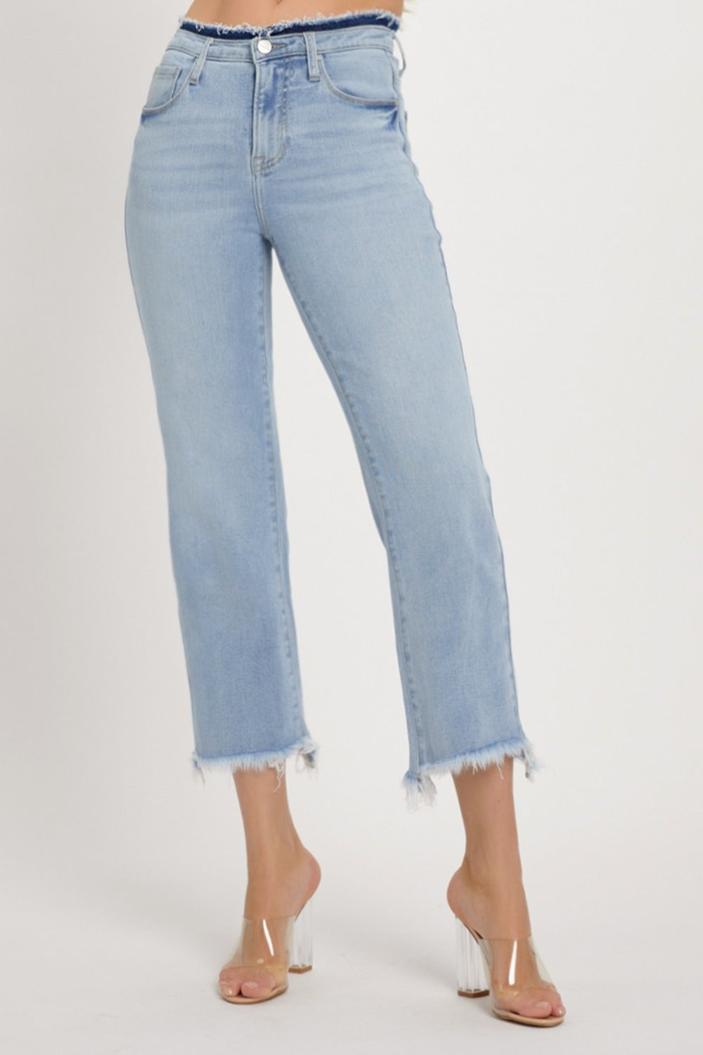 RISEN Maya High Rise Raw Edge Crop Jeans