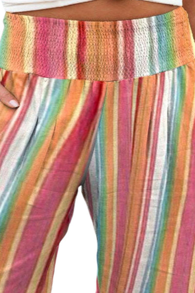 Striped Wide Leg Pants - Plus