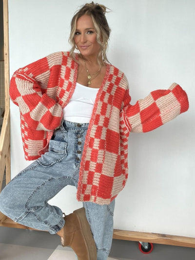 Strong Feelings Plaid Open Front Cardigan