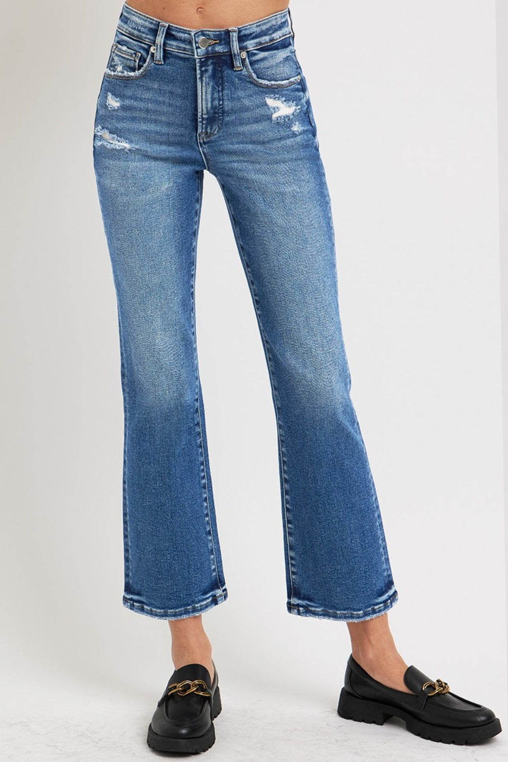 RISEN Malia Tummy Control High Rise Crop Bootcut Jeans