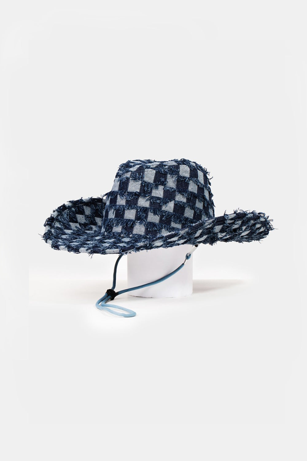 Checkered Fringe Denim Cowboy Hat *2 colors*