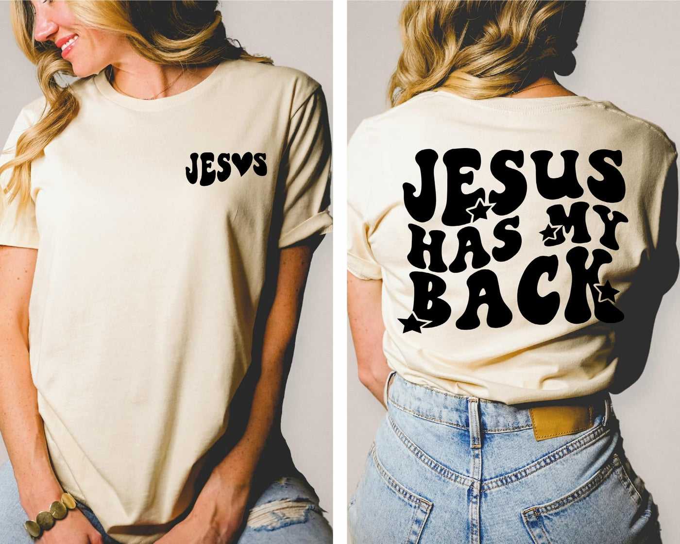 Jesus has my back - With Pocket Accent  Graphic Tee