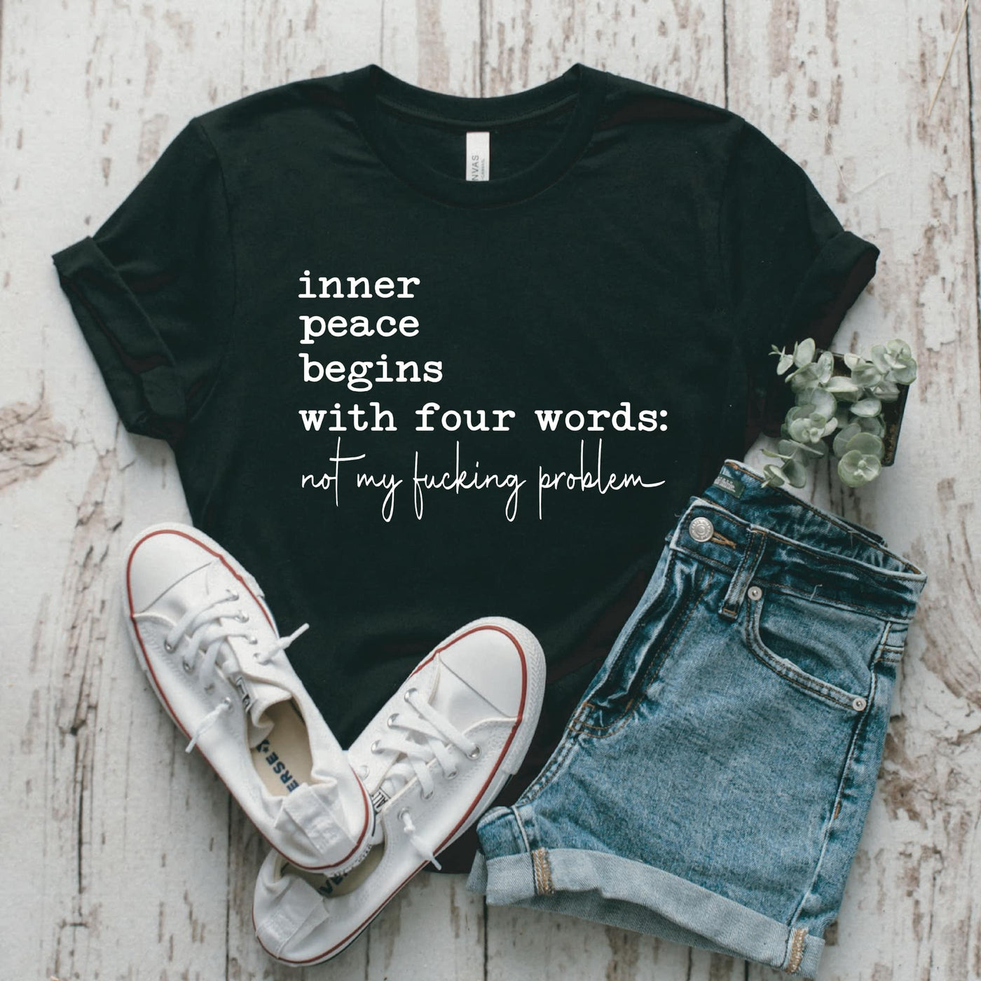 Inner Peace Begins With Four Words Graphic Tee