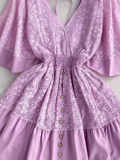 Lace Cutout Half Sleeve Mini Dress *4 colors*