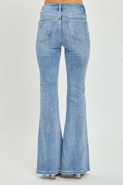 Risen Tanya High Rise Frayed Hem Flare Jeans