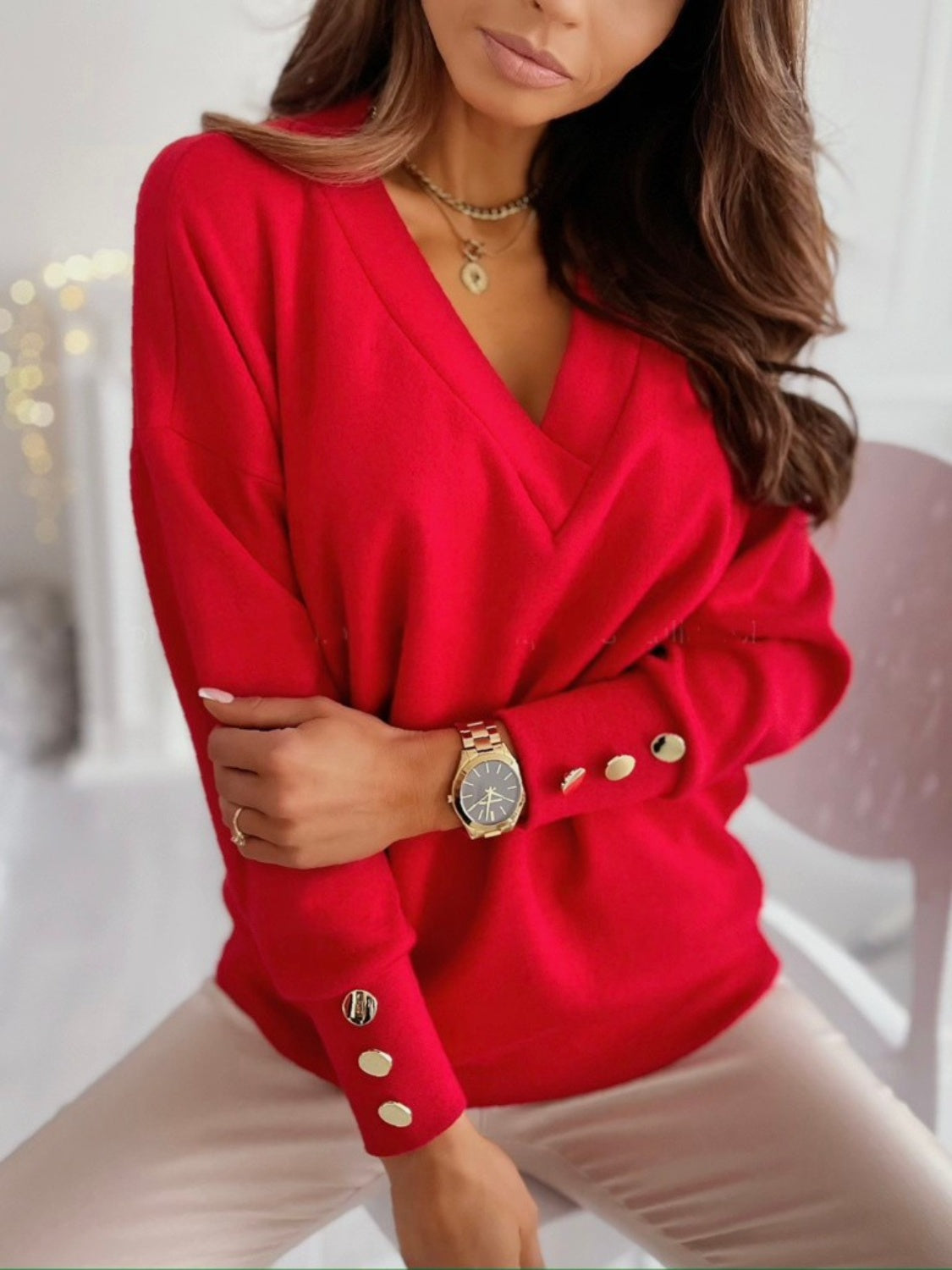 Radiant Button Detail Sweatshirt