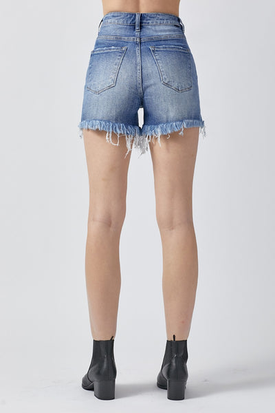 RISEN Roxi Asymmetrical Waist Denim Shorts