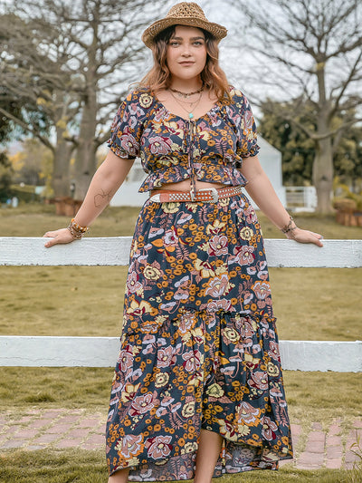 Afternoon Bliss Top and Skirt Set - Plus