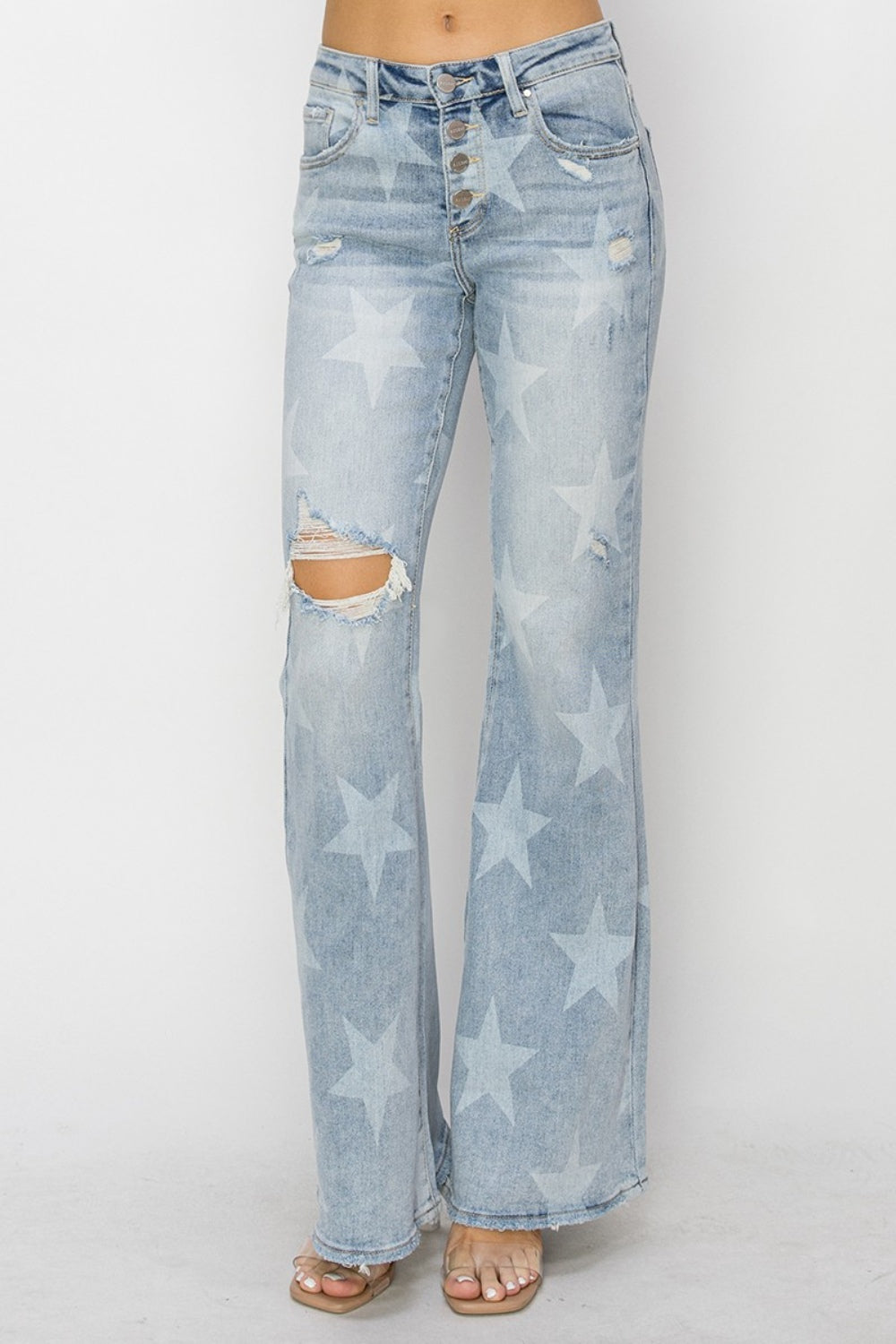 RISEN Starr Button Fly Flare Jeans
