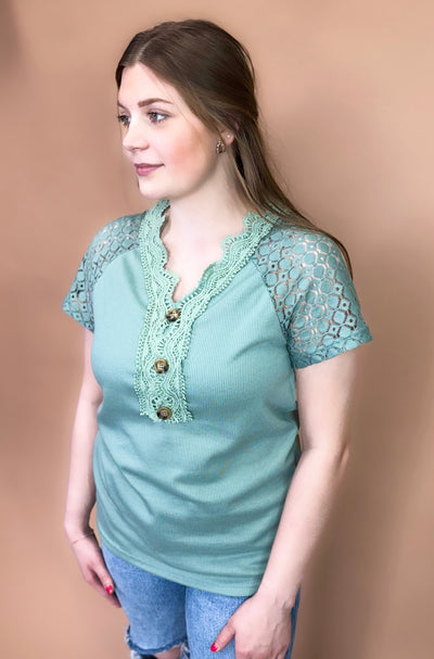 Mila Lace Top in Sage