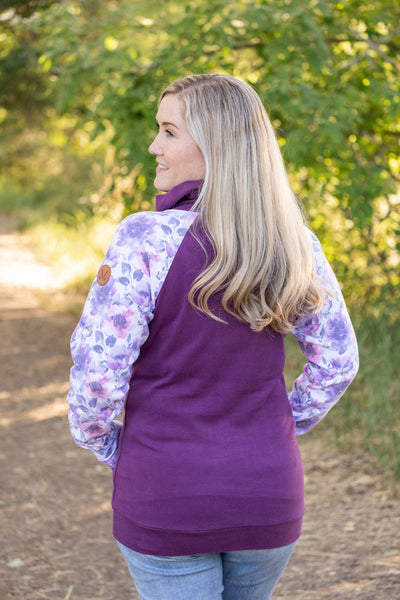 Zoey Zip Cowl - Plum and Purple Floral