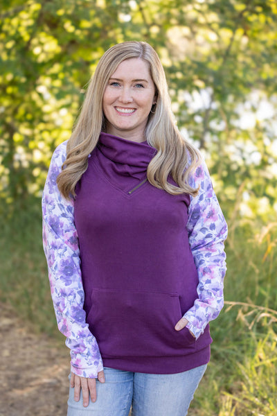 Zoey Zip Cowl - Plum and Purple Floral