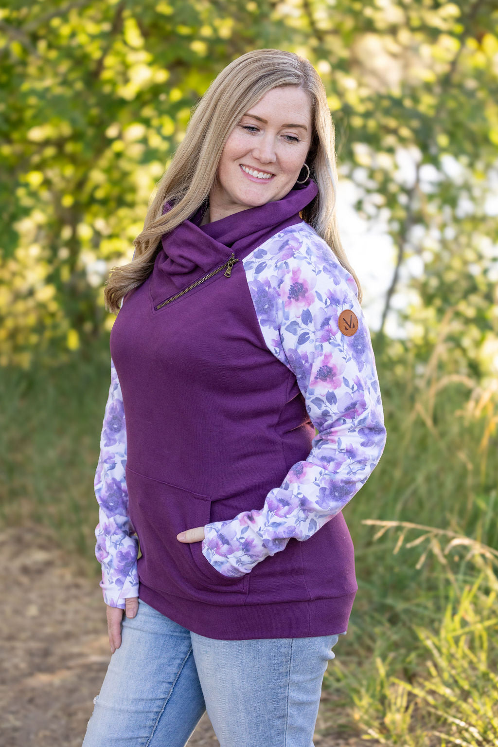 Zoey Zip Cowl - Plum and Purple Floral