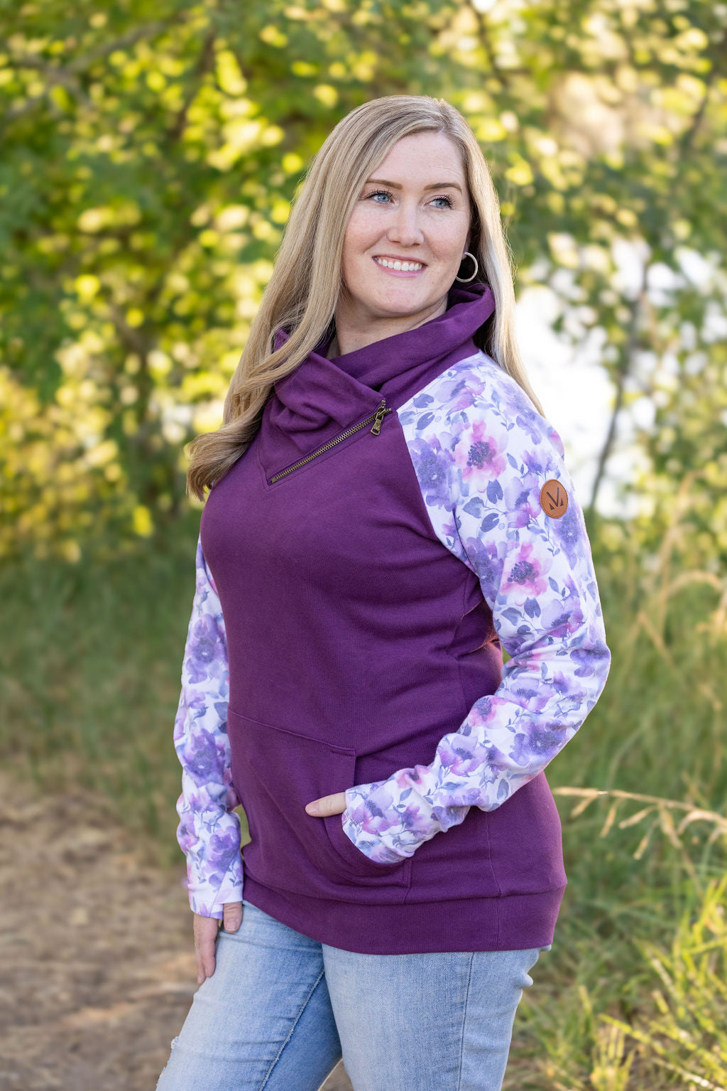 Zoey Zip Cowl - Plum and Purple Floral