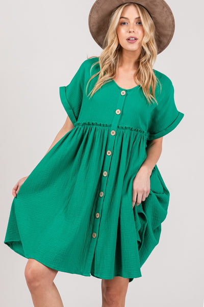 SAGE + FIG Button Up Short Sleeve Dress