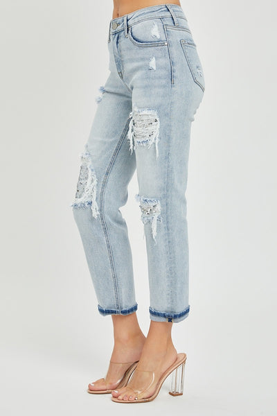 RISEN Stella Sequin Patched Jeans