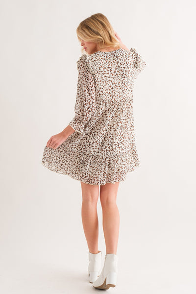 And The Why Leopard Ruffle Hem Mini Dress