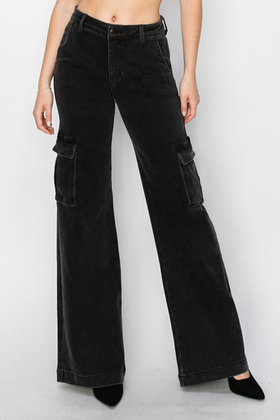 Risen Emma Leigh High Rise Wide Leg Cargo Jeans