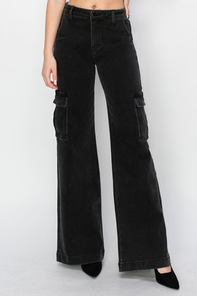 Risen Emma Leigh High Rise Wide Leg Cargo Jeans