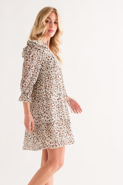 And The Why Leopard Ruffle Hem Mini Dress