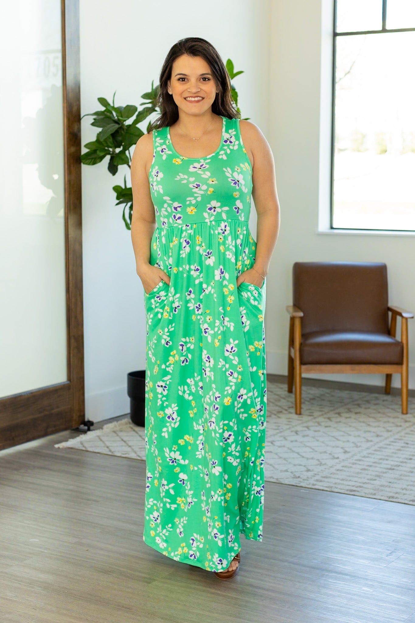 Samantha Maxi Dress - Green Floral