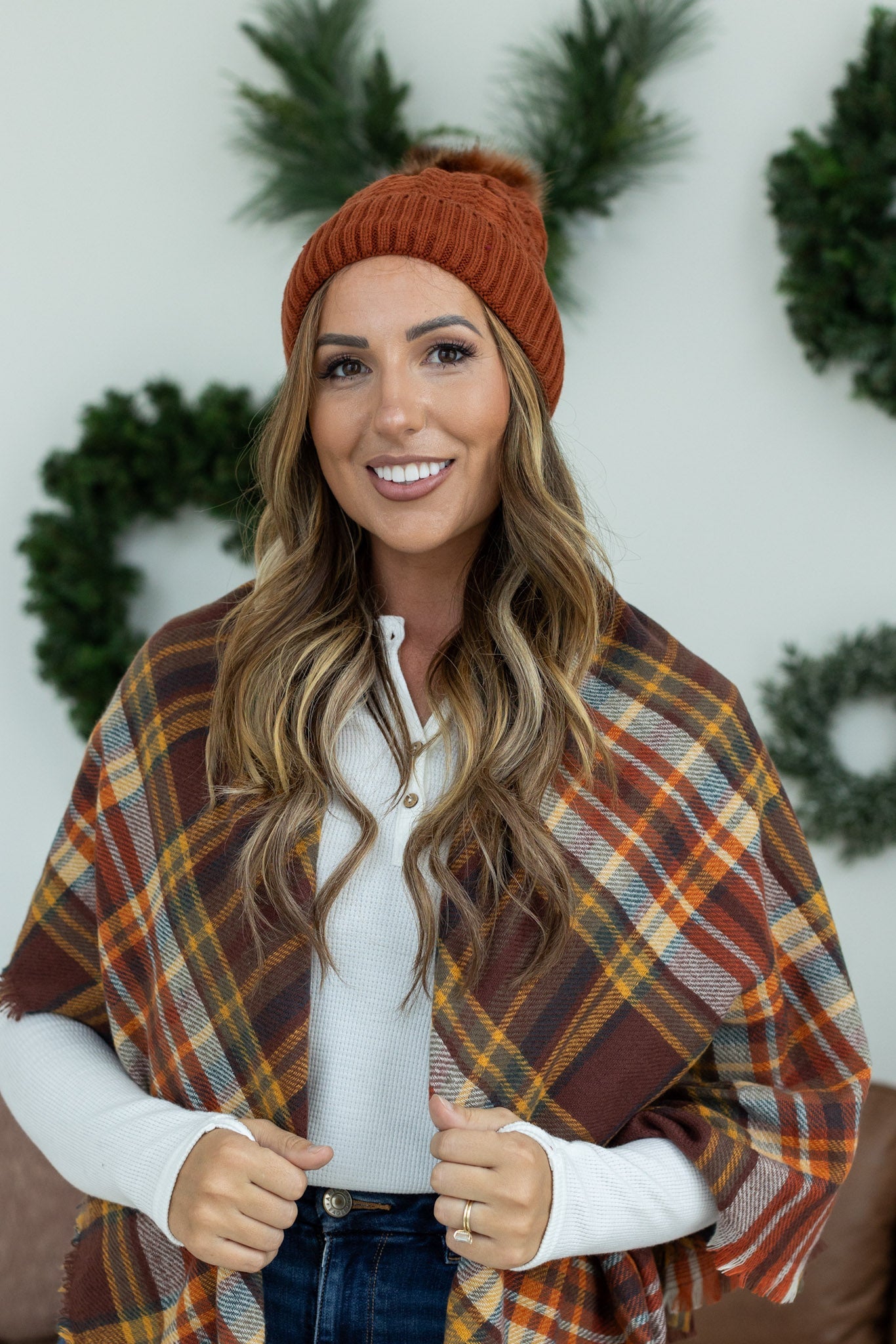 Bella Braid Beanie - Rust