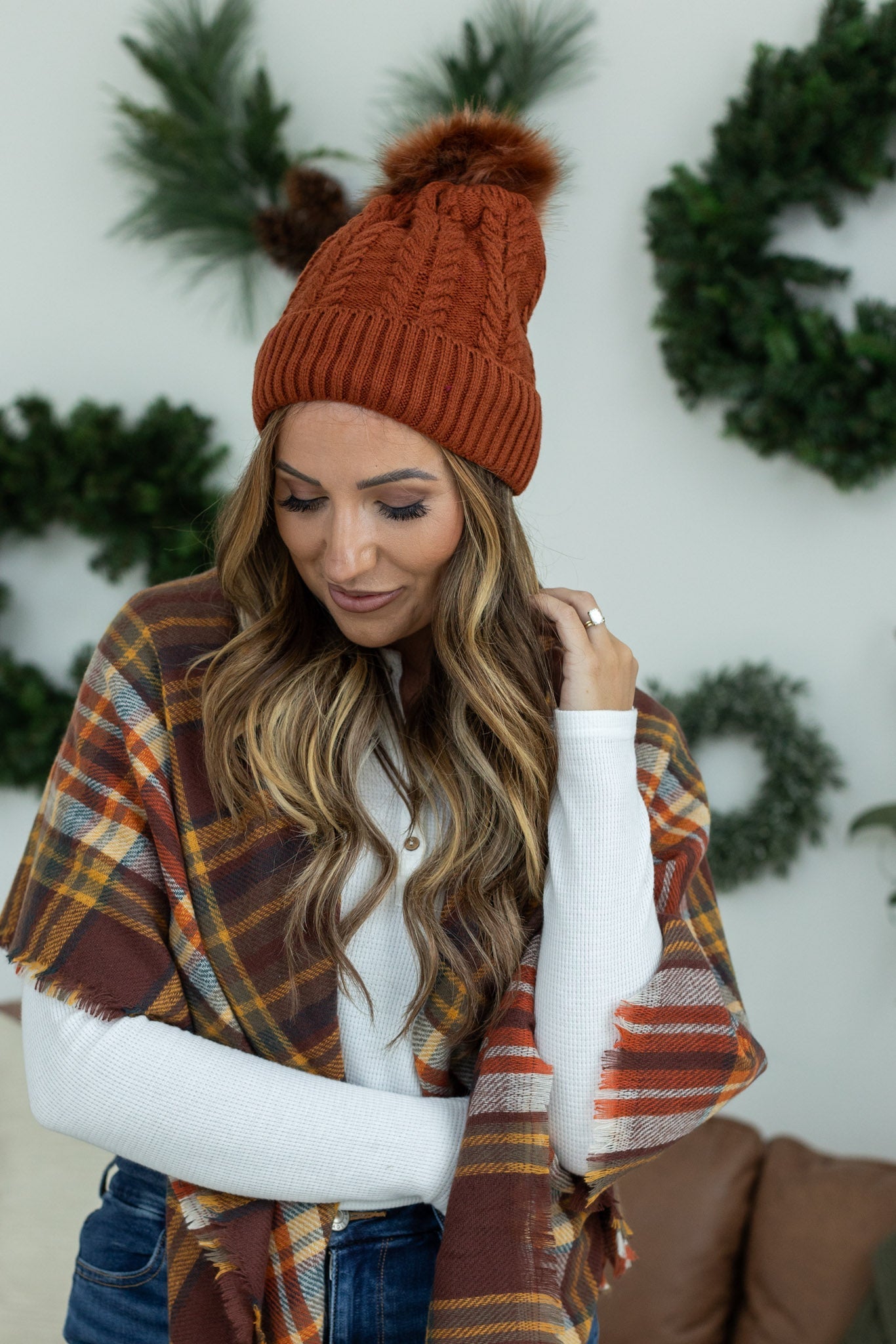 Bella Braid Beanie - Rust