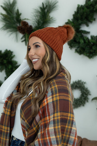 Bella Braid Beanie - Rust