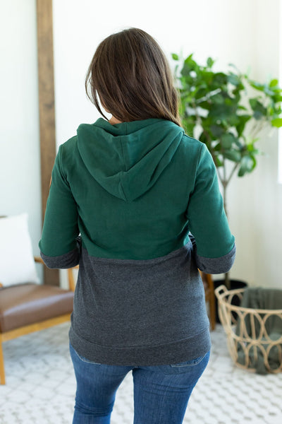 Classic Halfzip Hoodie - Evergreen and Charcoal