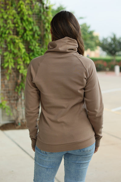 Classic Zoey Zip Cowl Sweatshirt - Mocha