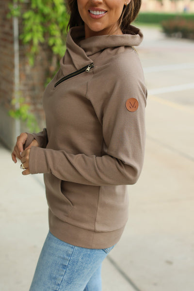 Classic Zoey Zip Cowl Sweatshirt - Mocha