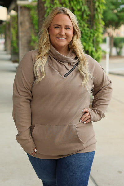 Classic Zoey Zip Cowl Sweatshirt - Mocha