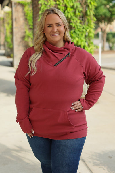 Classic Zoey Zip Cowl Sweatshirt - Brick