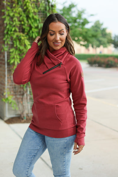 Classic Zoey Zip Cowl Sweatshirt - Brick